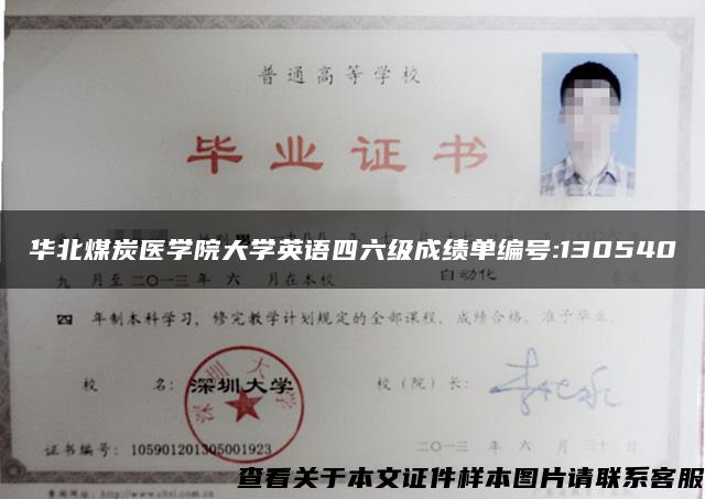 華北煤炭醫學院大學英語四六級成績單編號:130540