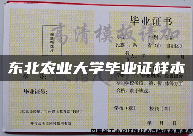 東北農業大學畢業證樣本