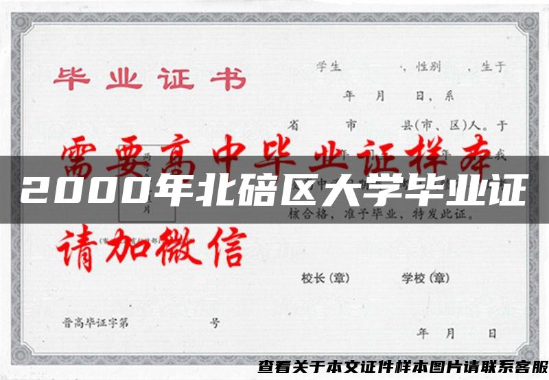 2000年北碚區大學畢業證