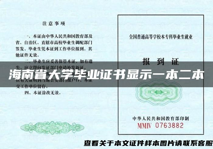 海南省大學畢業證書顯示一本二本