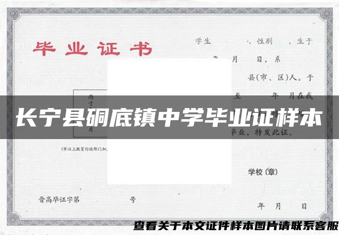 長寧縣硐底鎮中學畢業證樣本