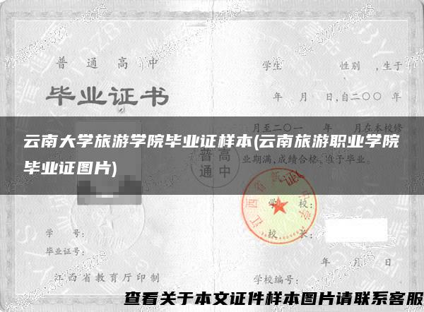 云南大學旅游學院畢業證樣本(云南旅游職業學院畢業證圖片)