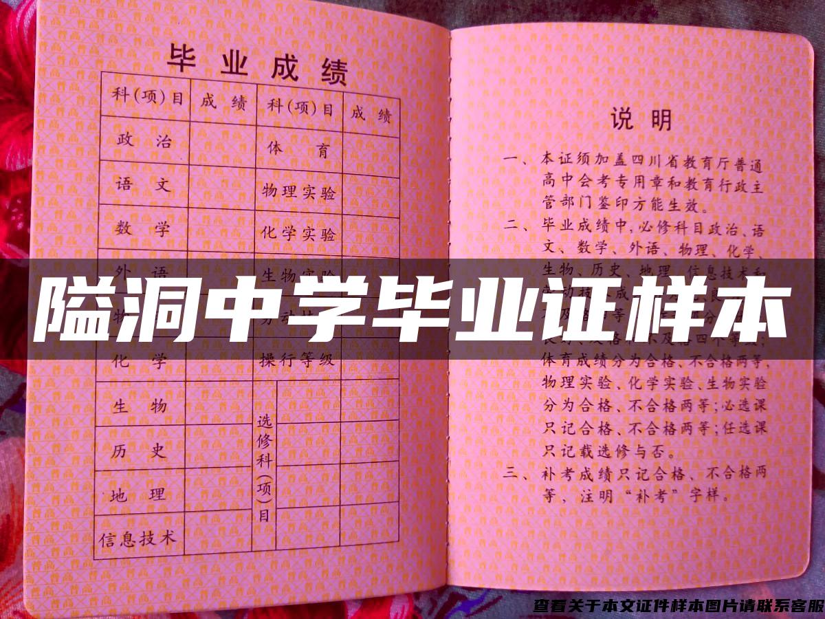 隘洞中學畢業證樣本