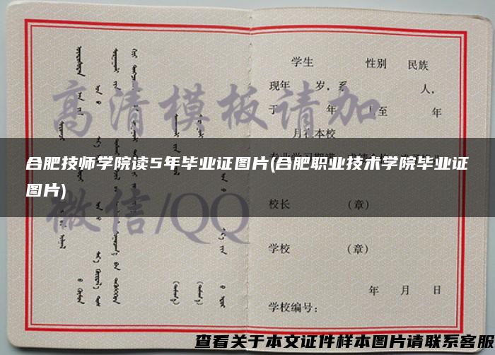 合肥技師學院讀5年畢業證圖片(合肥職業技術學院畢業證圖片)