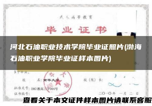 河北石油職業技術學院畢業證照片(渤海石油職業學院畢業證樣本圖片)
