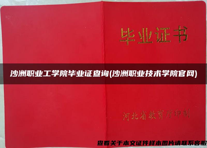 沙洲職業工學院畢業證查詢(沙洲職業技術學院官網)