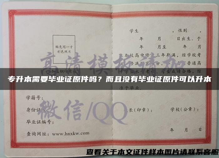 專升本需要畢業證原件嗎？而且沒有畢業證原件可以升本