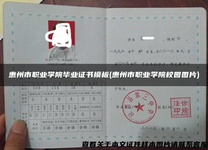惠州市職業學院畢業證書模板(惠州市職業學院校園圖片)