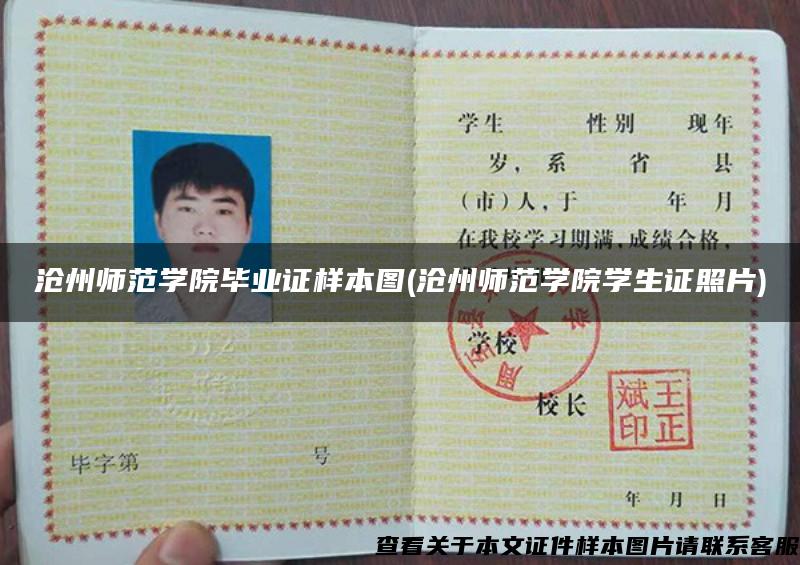 滄州師范學院畢業證樣本圖(滄州師范學院學生證照片)