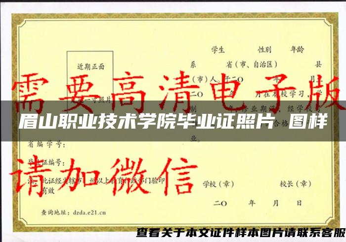 眉山職業技術學院畢業證照片 圖樣