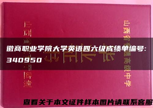 徽商職業學院大學英語四六級成績單編號:340950
