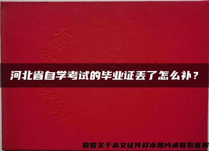 河北省自學考試的畢業證丟了怎么補？