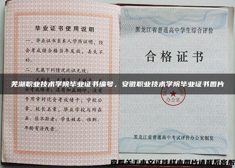 蕪湖職業技術學院畢業證書編號，安徽職業技術學院畢業證書圖片