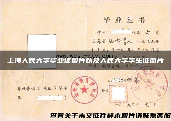 上海人民大學畢業證圖片以及人民大學學生證圖片