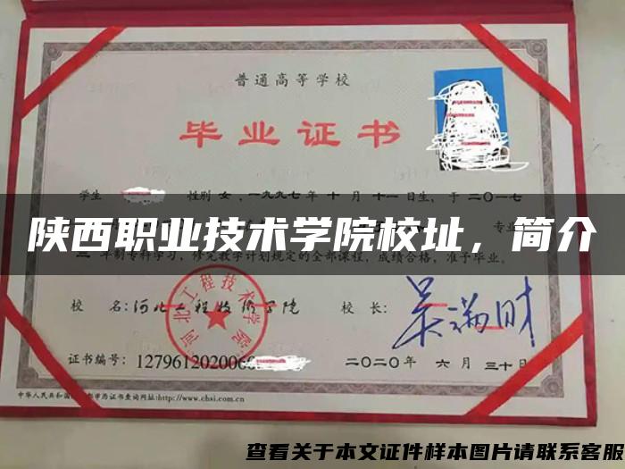 陜西職業技術學院校址，簡介