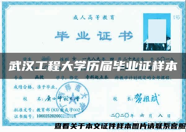 武漢工程大學歷屆畢業證樣本