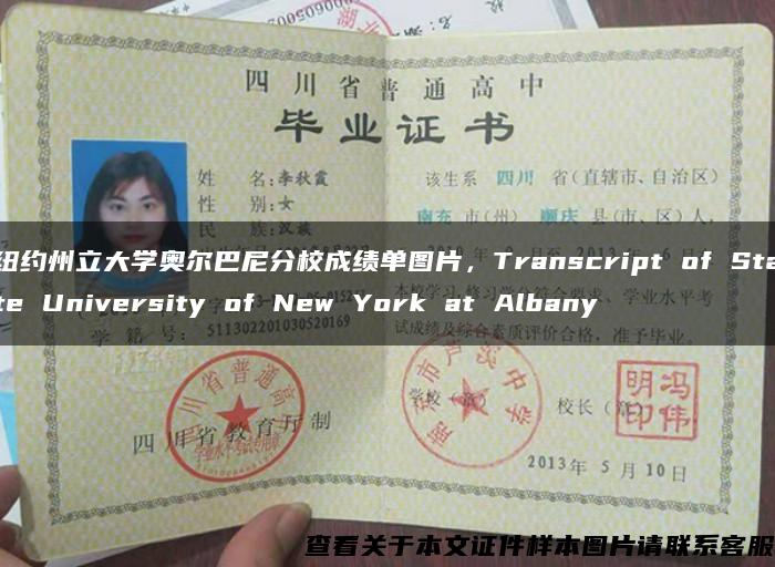 紐約州立大學奧爾巴尼分校成績單圖片，Transcript of State University of New York at Albany