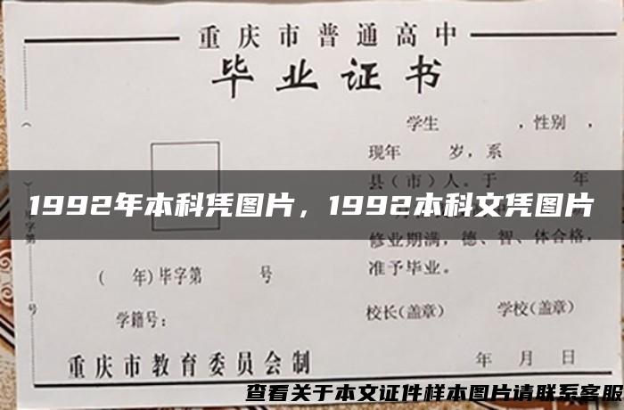 1992年本科憑圖片，1992本科文憑圖片