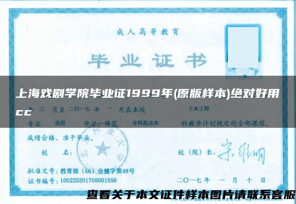 上海戲劇學院畢業證1999年(原版樣本)絕對好用cc