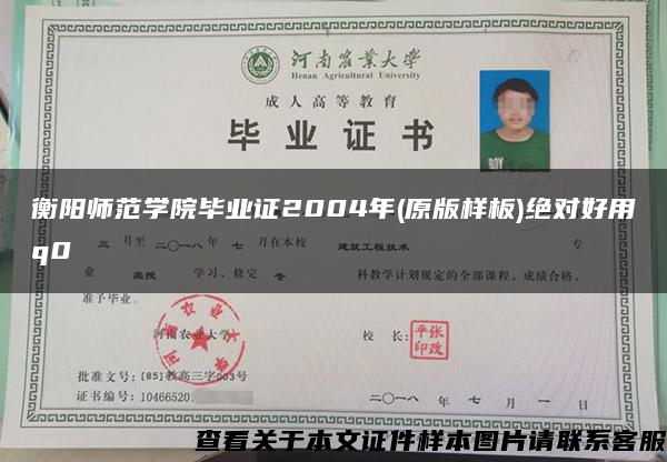 衡陽師范學院畢業證2004年(原版樣板)絕對好用q0