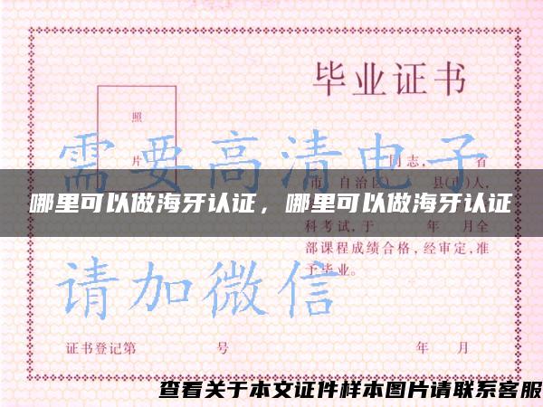 哪里可以做海牙認證，哪里可以做海牙認證
