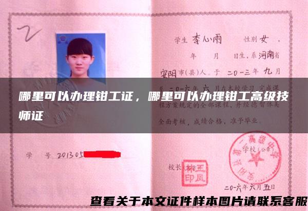 哪里可以辦理鉗工證，哪里可以辦理鉗工高級技師證