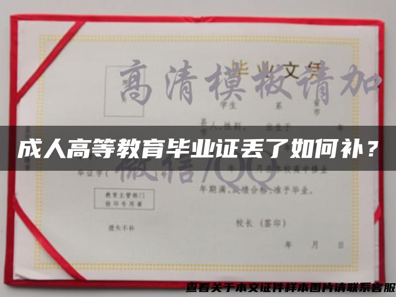 成人高等教育畢業證丟了如何補？