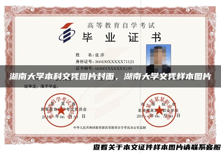 湖南大學本科文憑圖片封面，湖南大學文憑樣本圖片