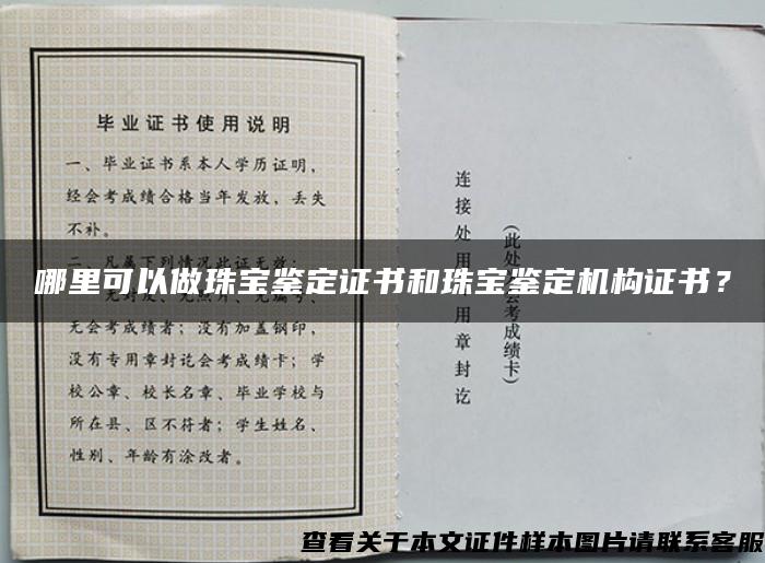 哪里可以做珠寶鑒定證書和珠寶鑒定機構證書？
