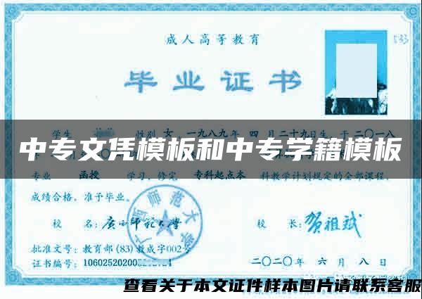 中專文憑模板和中專學籍模板