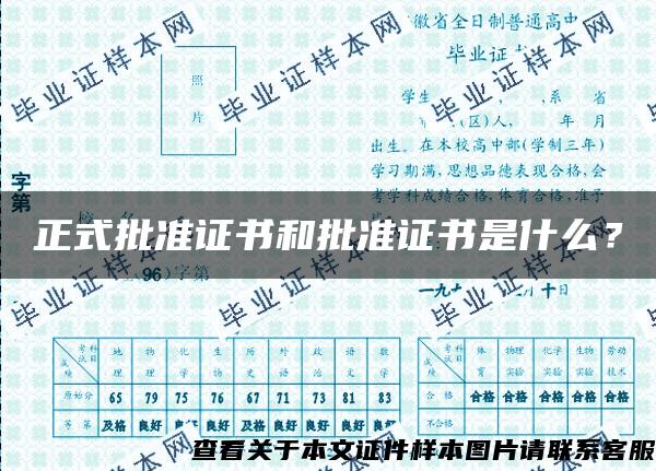 正式批準證書和批準證書是什么？