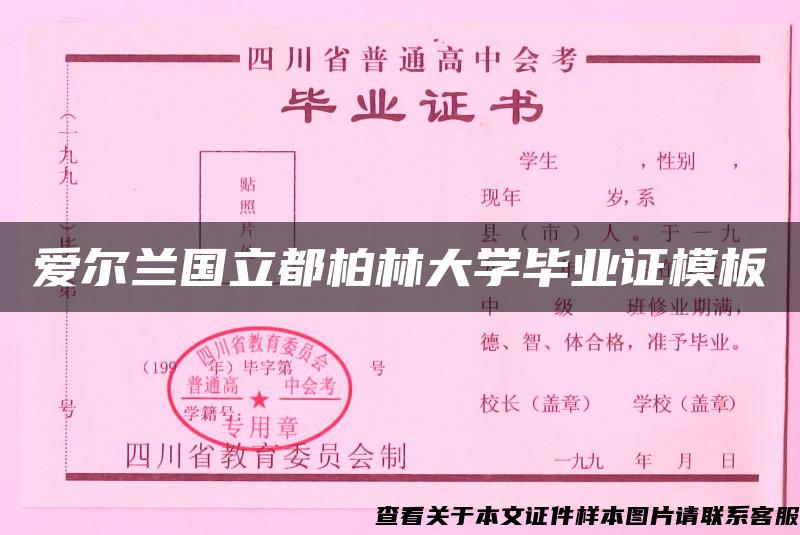 愛爾蘭國立都柏林大學畢業證模板