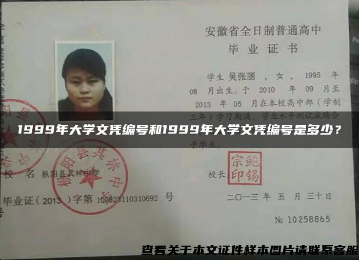 1999年大學文憑編號和1999年大學文憑編號是多少？