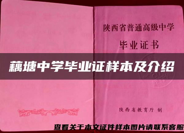 藕塘中學畢業證樣本及介紹