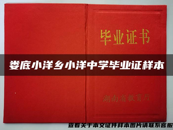 婁底小洋鄉小洋中學畢業證樣本