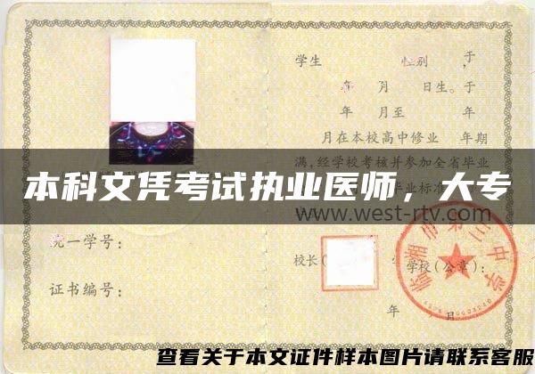 本科文憑考試執業醫師，大專