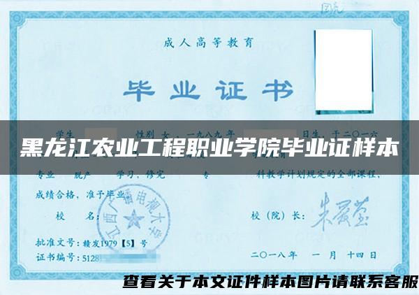黑龍江農業工程職業學院畢業證樣本