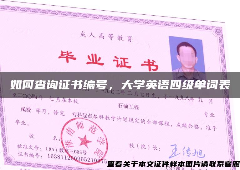 如何查詢證書編號，大學英語四級單詞表