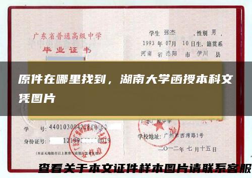 原件在哪里找到，湖南大學函授本科文憑圖片