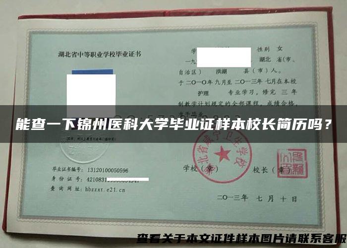 能查一下錦州醫科大學畢業證樣本校長簡歷嗎？