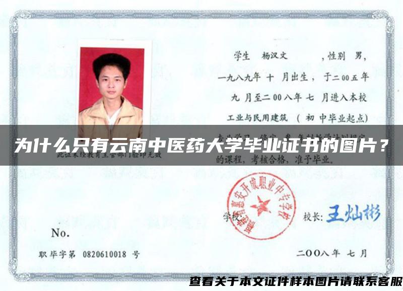 為什么只有云南中醫藥大學畢業證書的圖片？