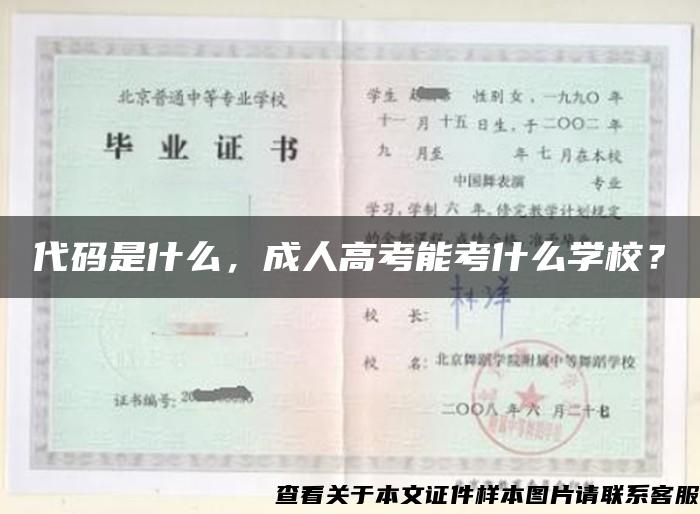 代碼是什么，成人高考能考什么學校？
