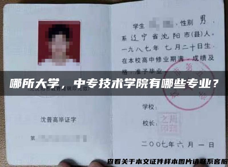 哪所大學，中專技術學院有哪些專業？