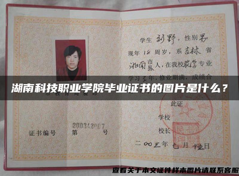 湖南科技職業學院畢業證書的圖片是什么？