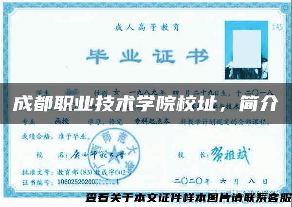 成都職業技術學院校址，簡介