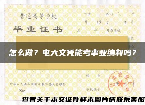 怎么做？電大文憑能考事業編制嗎？