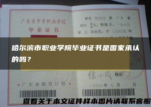 哈爾濱市職業學院畢業證書是國家承認的嗎？