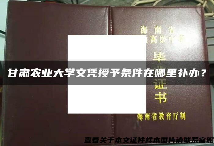 甘肅農業大學文憑授予條件在哪里補辦？