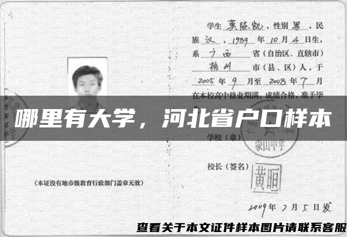 哪里有大學，河北省戶口樣本