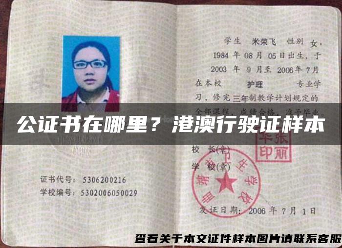公證書在哪里？港澳行駛證樣本